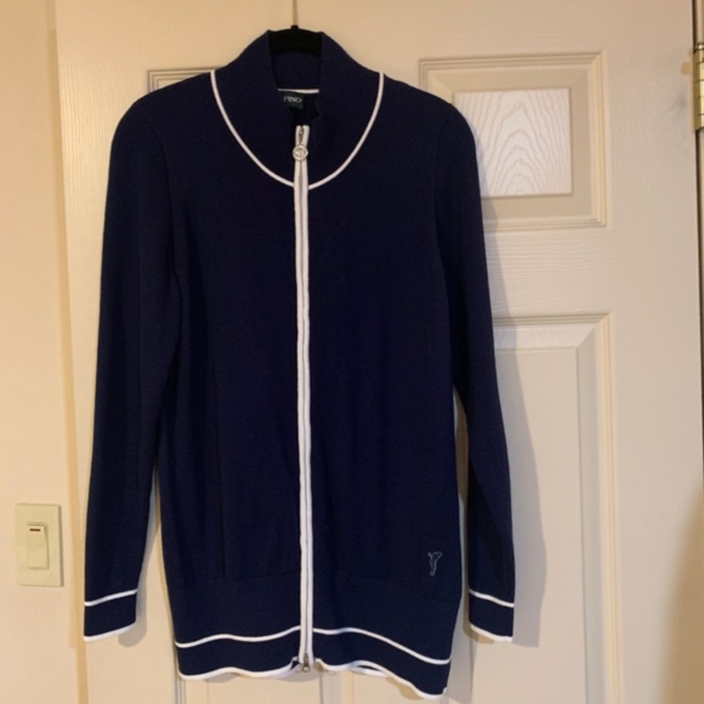 Golfino Blue/White Cardigan Golf Sweater sz 8